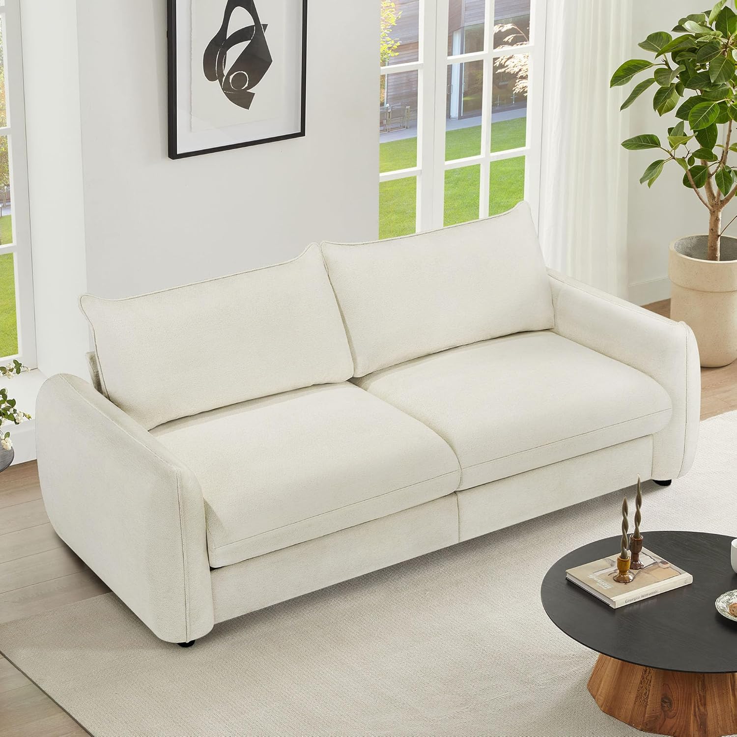 90'' Cloud Loveseat Sofa,Chenille Fabric Couch with 3 Deep Seater, Modern Love Seat,Comfy Thick Cushion,Upholstered Sofa Couch for Living Room Bedroom Apartment