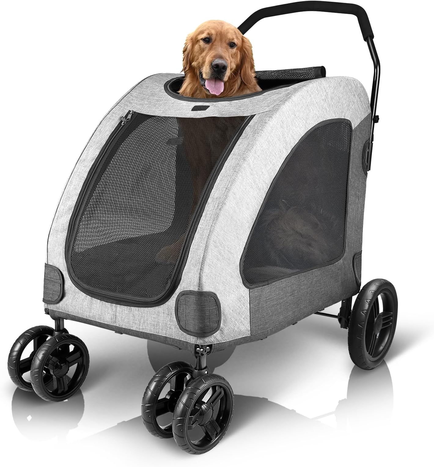 Petbobi Dog Stroller For Large Pet Jogger Stroller For 2 Dogs Breathable Animal Stroller With 4 Wheel And Storage Space Pet Can Easily Walk In/Out Travel Up To 120 Lbs