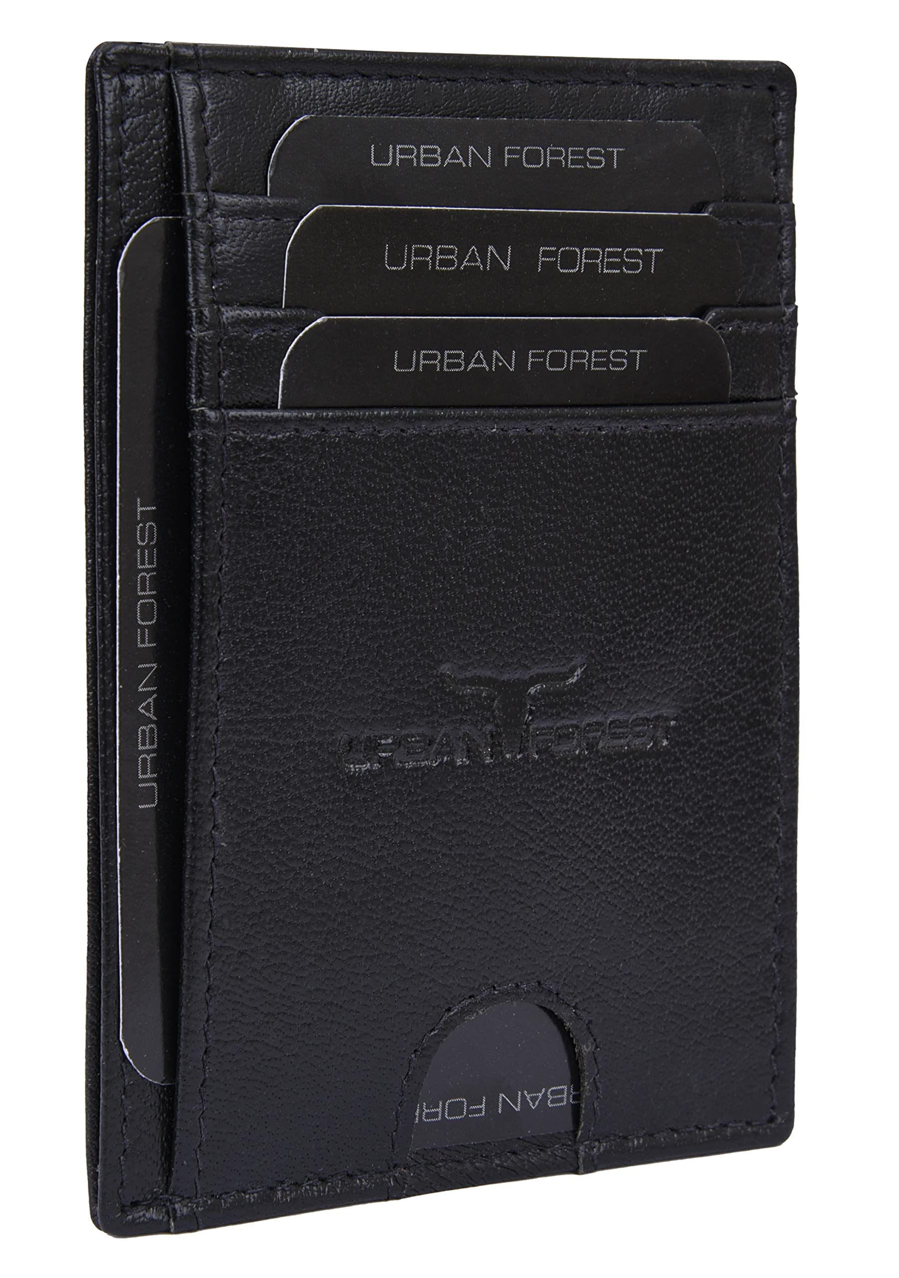 URBAN FOREST Cole Black Leather Card Holder for Men