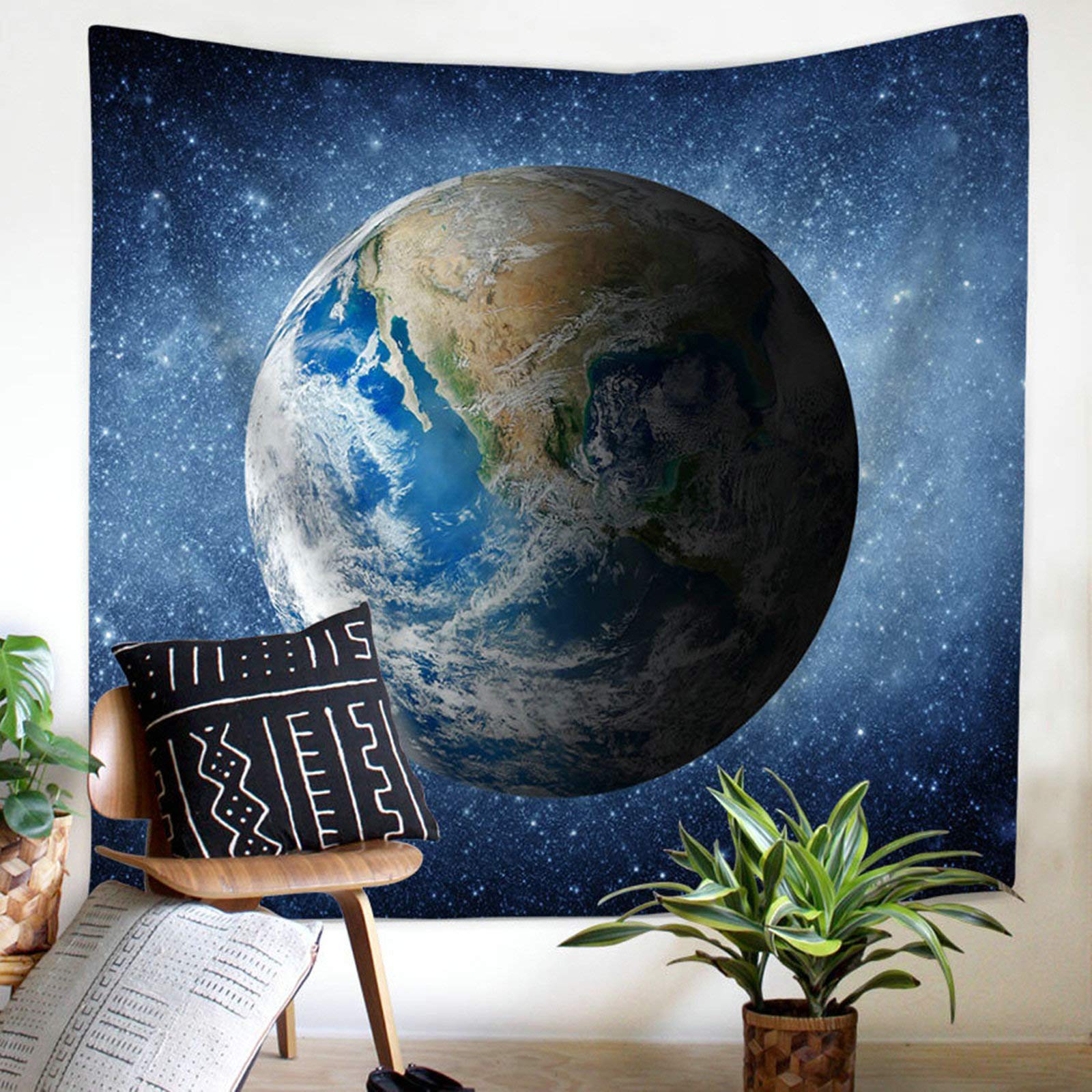 Tapiz azul de poliester con acabado estetico de alta calidad para pared
