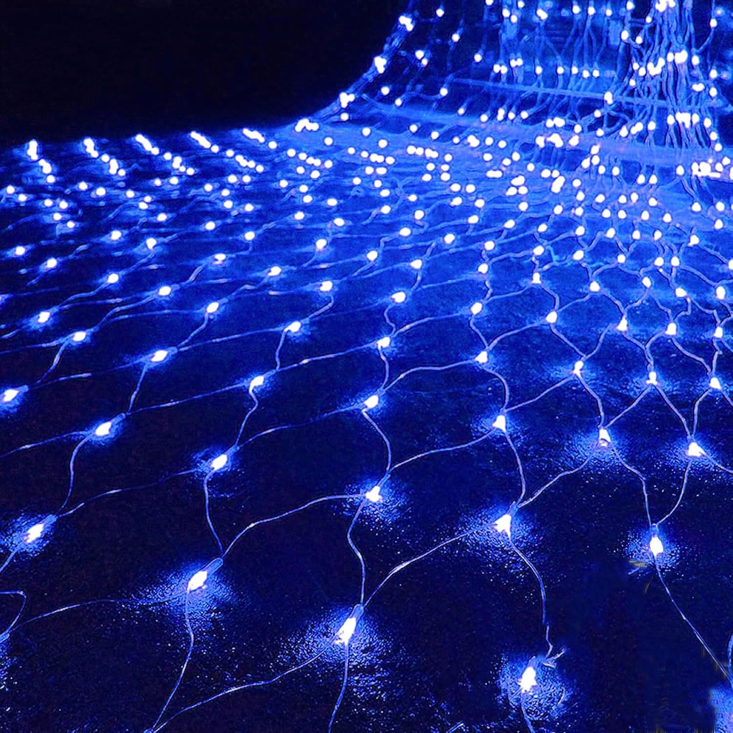 Wodoodporne Sznury Świetlne Z Siatką 1,5 X, M, 96 Diod LED, Zasilane Energią Słoneczną, Idealne Na Zewnątrz, Do Ogrodu, Wesele(Blau,3m x 2m 200led)