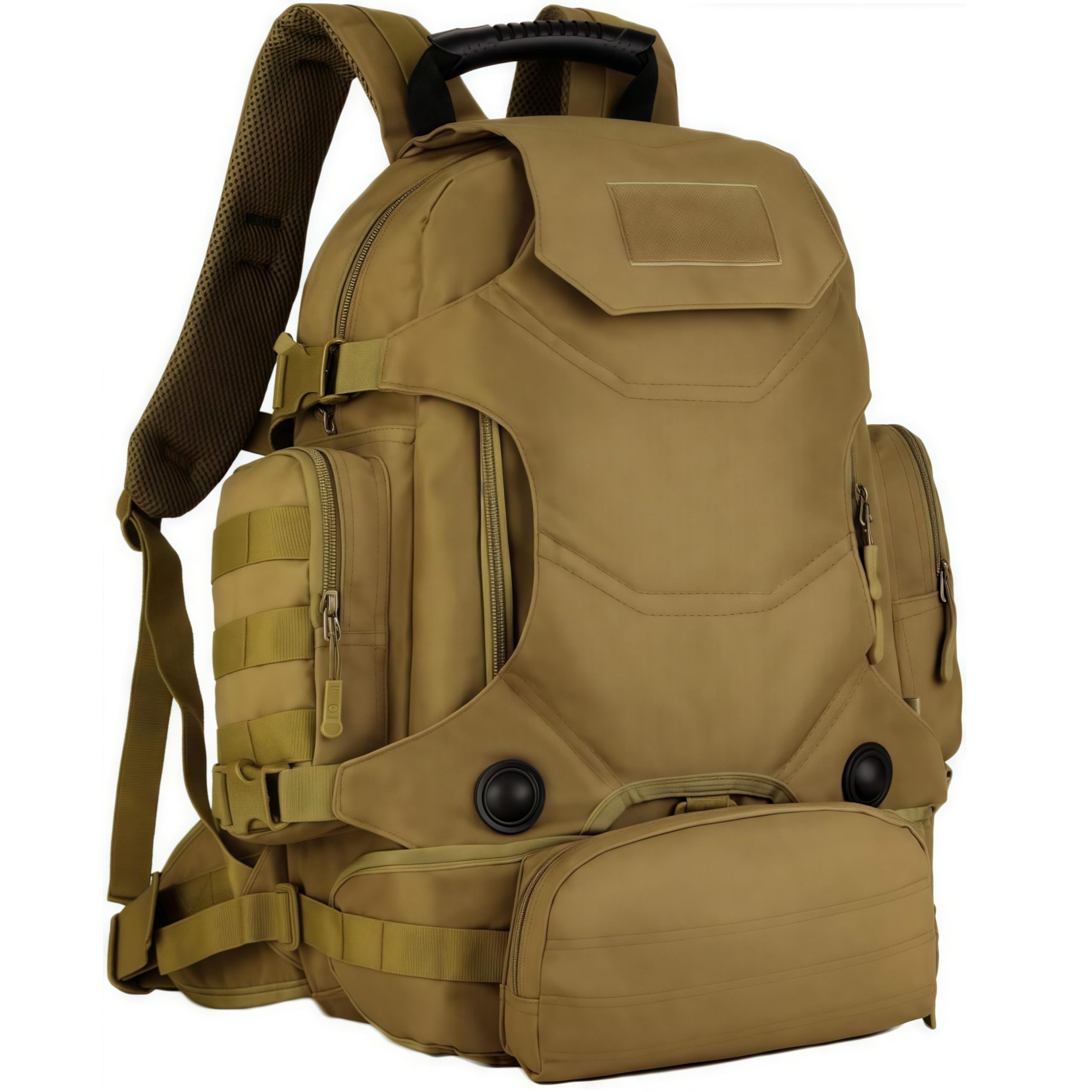 Zaino tattico impermeabile da 40 litri con system MOLLE e marsupio staccabile - 3 modi di trasporto per escursionismo, campeggio, viaggi (Khaki)