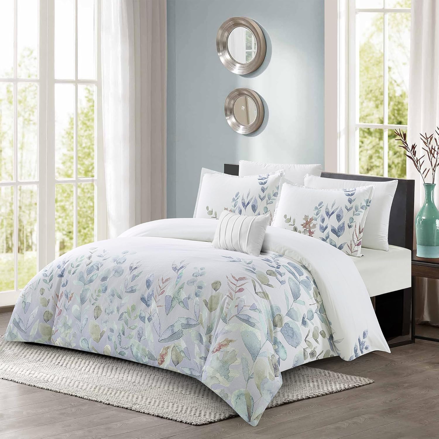 King Size Comforter Set Bed - Style Quarters 4 Pieces King Comforter Set Floral Boho Comforter Sets King Size Bed Sets Soft Comfort Bedding Sets for All Season 106x90" Joyce Joyce King