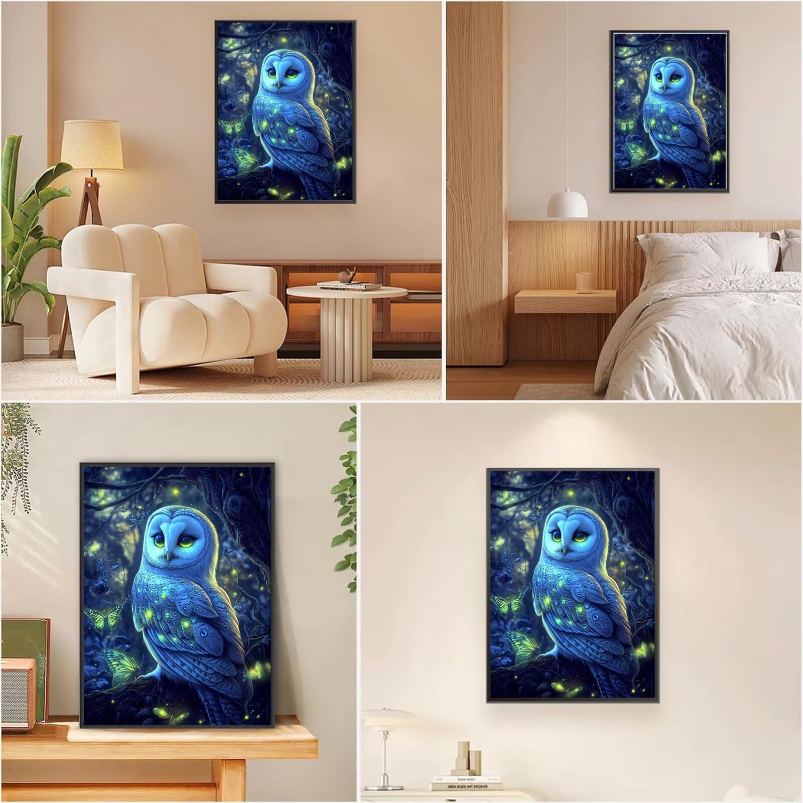 Eule Diamond Painting Schmetterling Diamond Painting 90x120cm, 5D Vollbohrer Diamanten Kinder Bastelset DIY Set Erwachsene Kreativ Set für Erwachsene für Zimmer Wand Deko Geschenke für Frauen,Model723