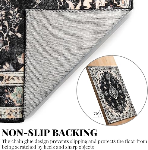 Miniatura 25 de MUJOO - Alfombra de 8 x 10 pies para sala de estar, grande, lavable, bohemio, para dormitorio, antideslizante, abstracto, suave, de pelo corto