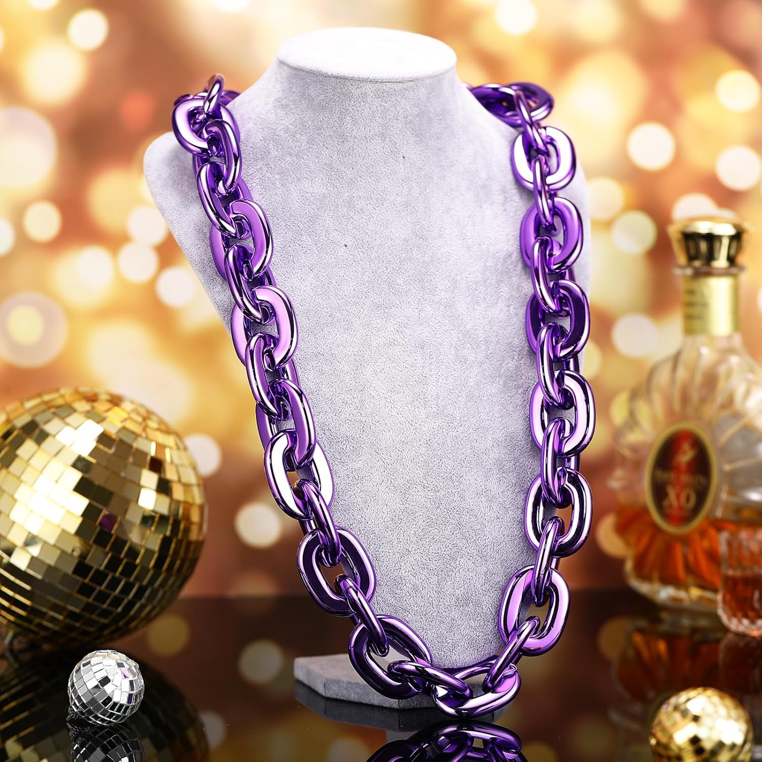 Remuuly Plastic Chain Necklace Chunky Big Fake Necklace Hip Hop Rapper Giant Turnover Chain Costume for Halloween - Image 4