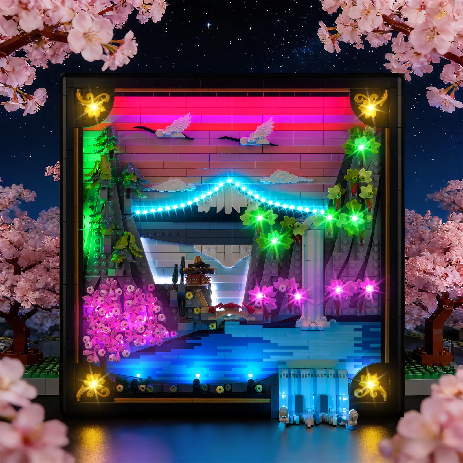 Kyglaring Led Licht Kompatibel mit Lego Art Japanische Kirschblütenlandschaft 31218 Bausteine, LED Beleuchtungszubehör für das Lego Modellset 31218, Touch Version (Nicht Enthalten Modell)
