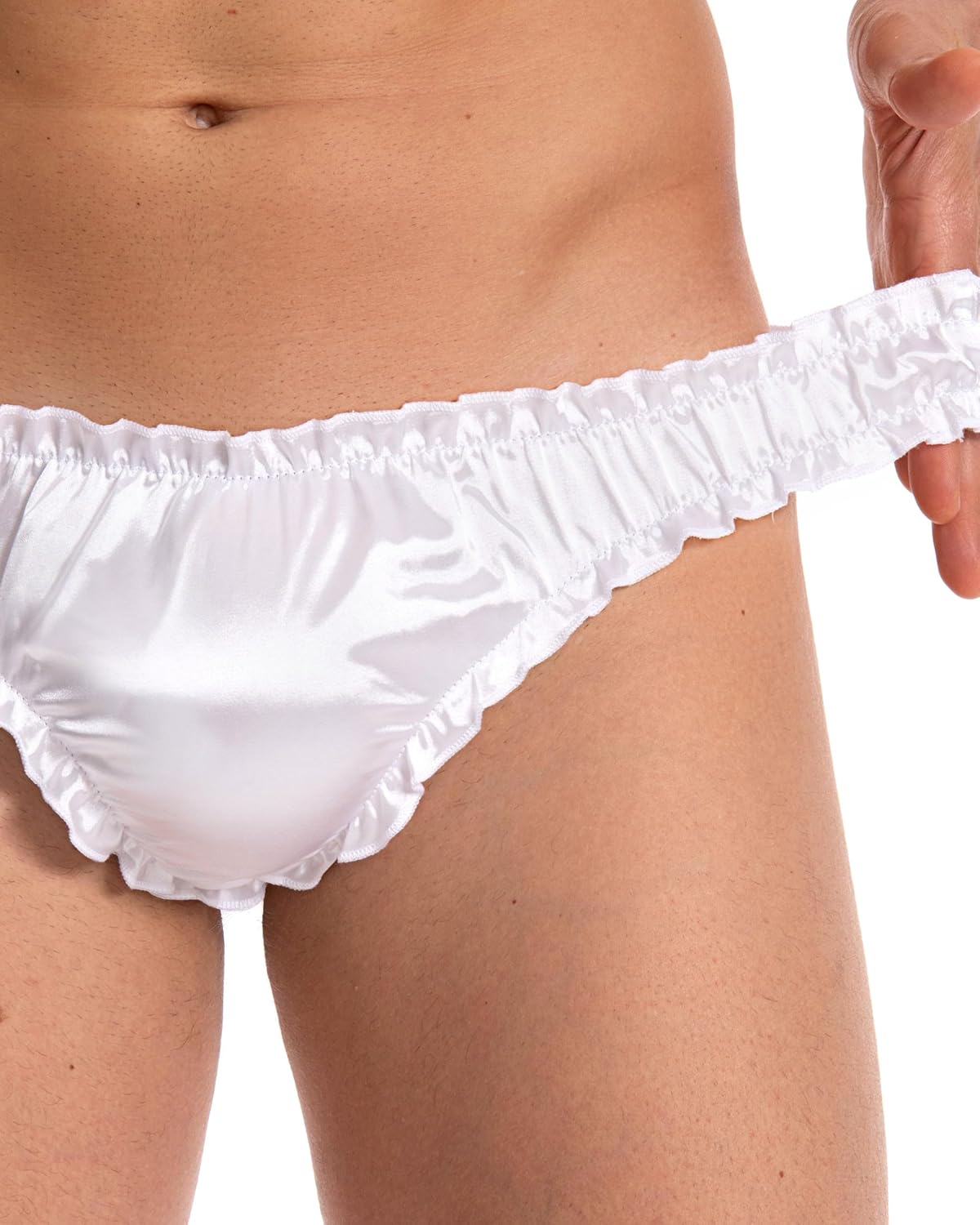 Satini Men's Satin Ruffle Sissy Thong Tanga Knickers Briefs Panties - Image 5