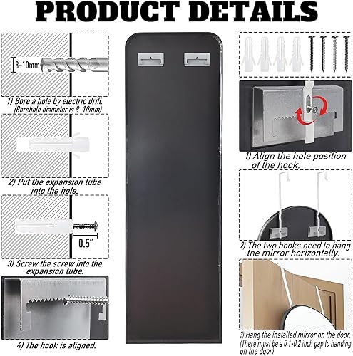 Miniatura 4 de Espejo de 63 x 16 pulgadas de longitud completa con marco de metal de aluminio HD para montar en la pared o de pie para entrada, dormitorio, sala de