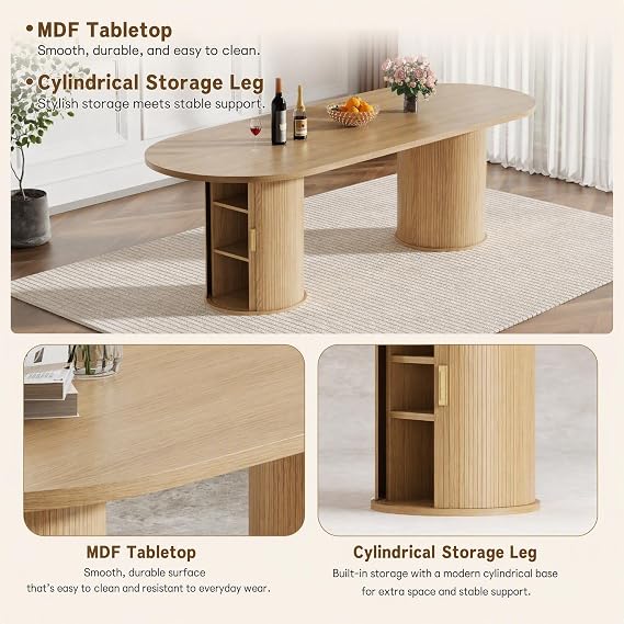 HomVent 63''-78.7''-94.5'' Expandable Wood Dining Table Set with 10 Chairs