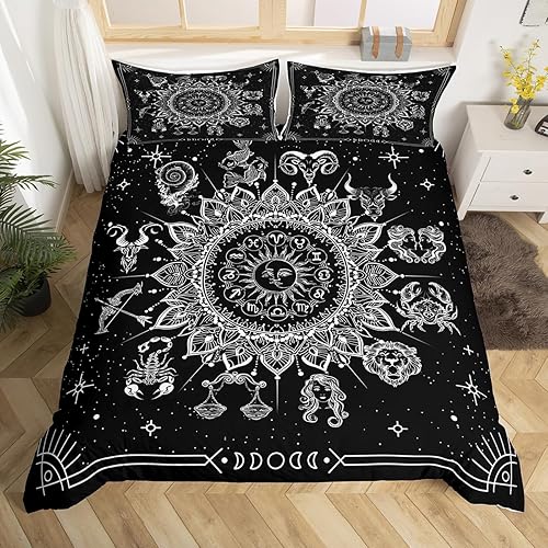 Miniatura 4 de Sun Moon - Juego de funda de edredón para niños, tamaño Queen, cielo estrellado, galaxia, planeta, trippy, decoración de habitación de niños, niñas