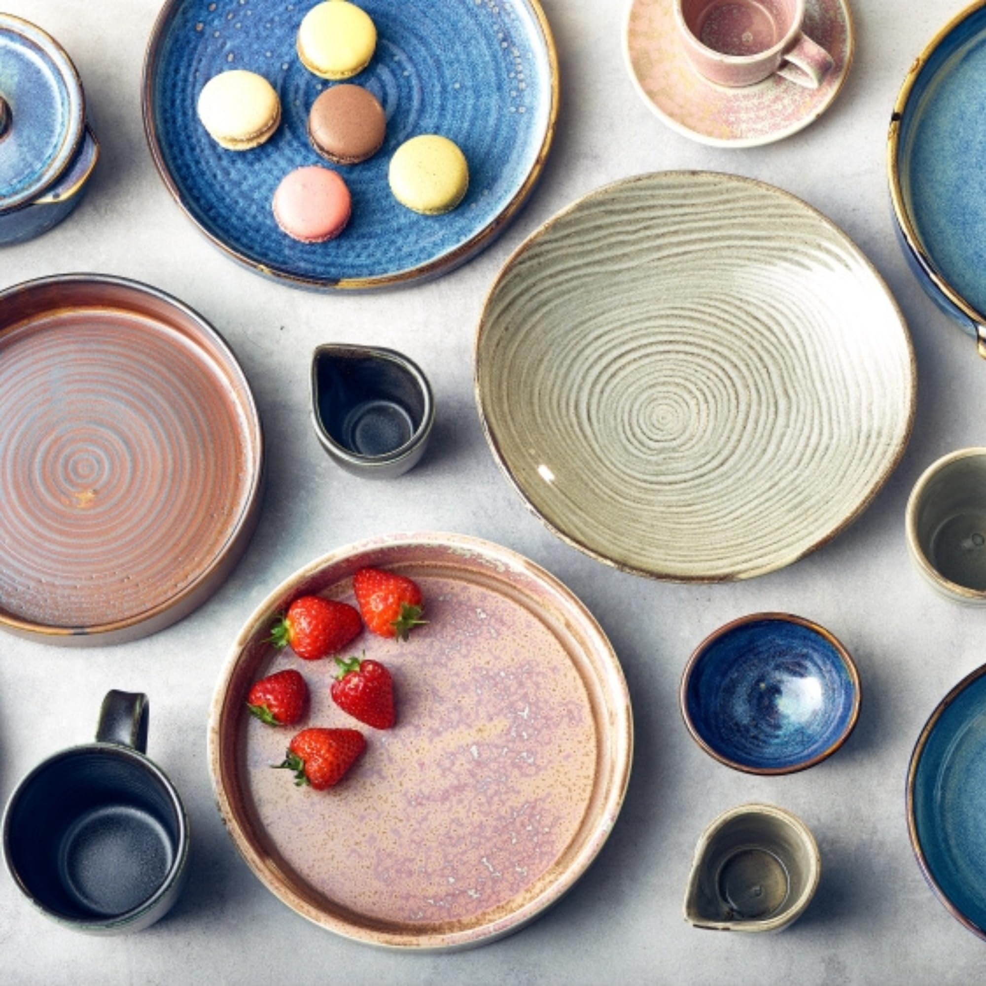 Genware Terra - Plato de presentación (porcelana, 21 cm, cobre rústico, 21 cm, 6 unidades)