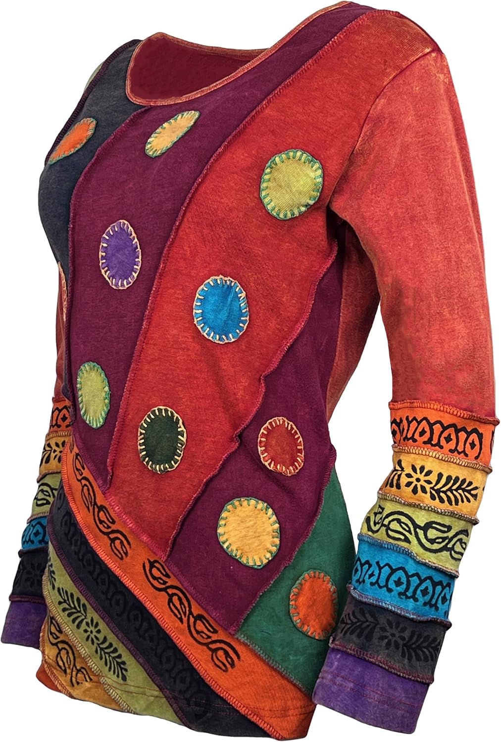 Agan Traders 2026 Tank Tops for Women - Cotton Patched Tie Dye Ladies Summer Tops - Boho Long Sleeve Women's Blouses - Image 7