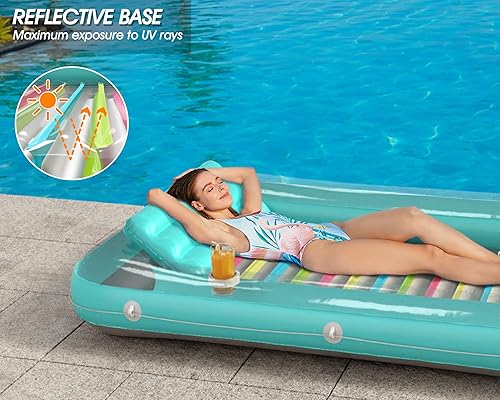 Miniatura 3 de Jasonwell - Flotador inflable para piscina, 4 en 1, almohadilla de bronceado para adultos, relajarse en la piscina, flotador lleno de juguetes de