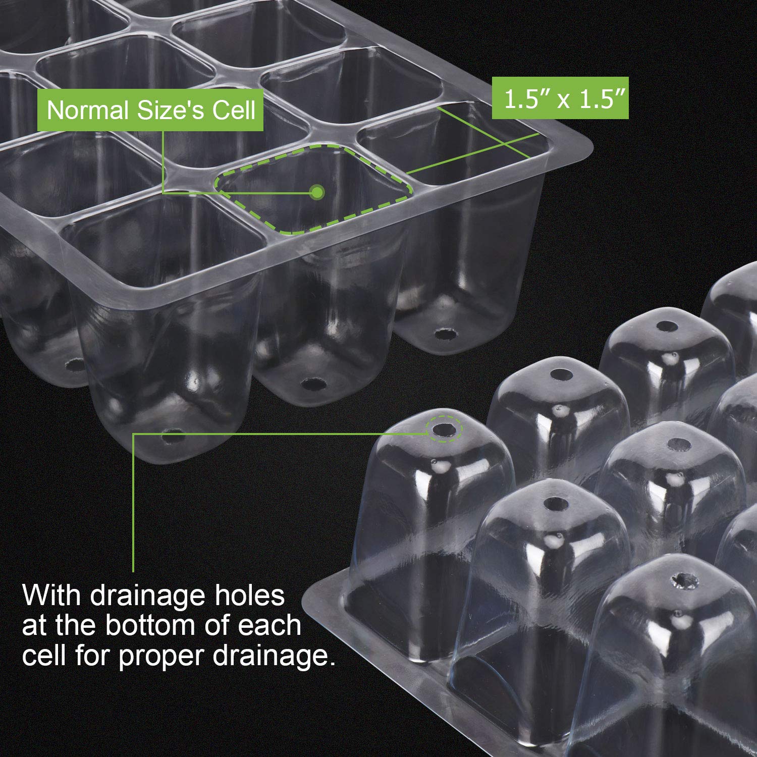Buy Wrexat Seedling Starter Trays, 144 Cells (12 Trays, 12 Cells per Tray) Transparent Seedling