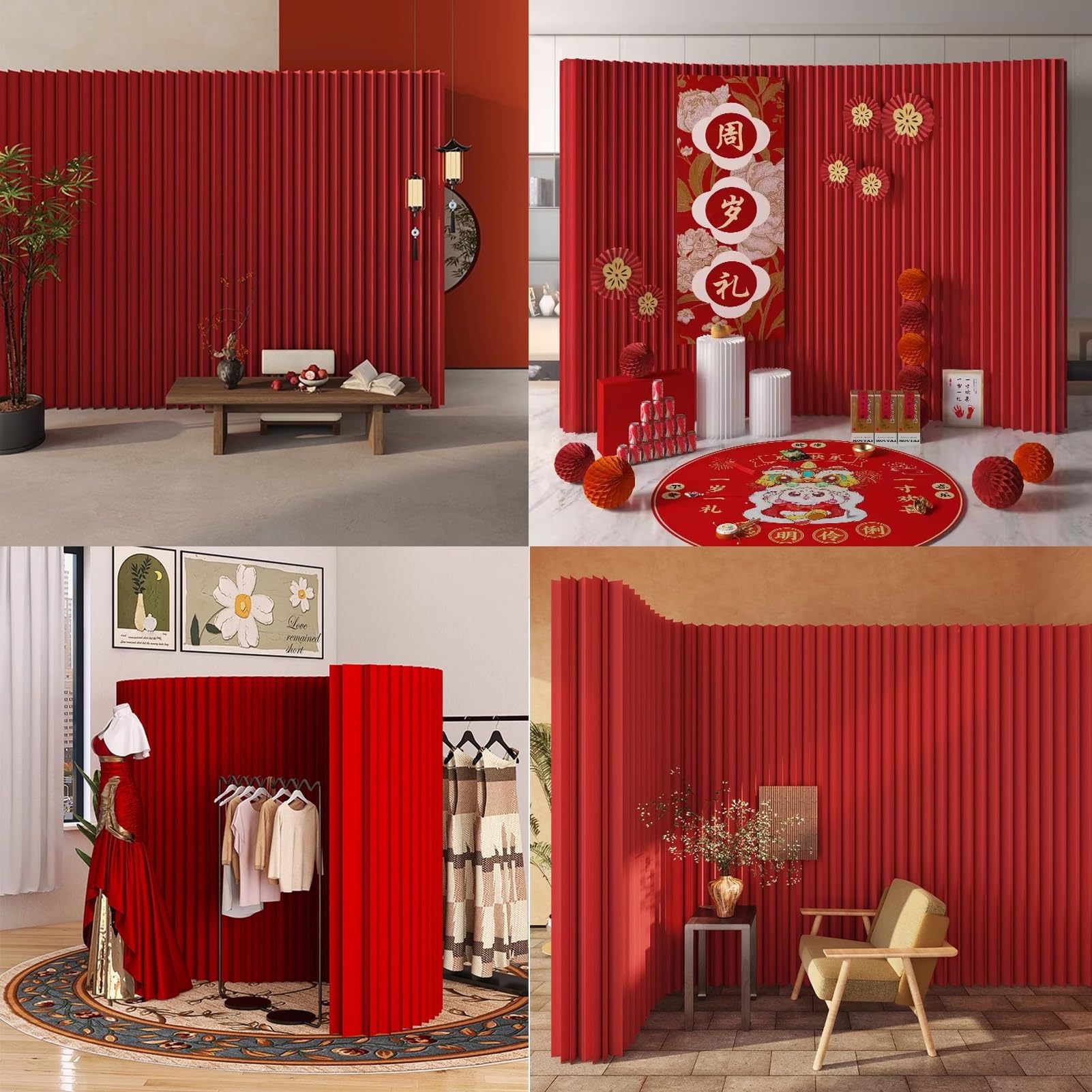 Roter Faltbarer Sichtschutz(4x1.6 m/13.12x5.25 ft)