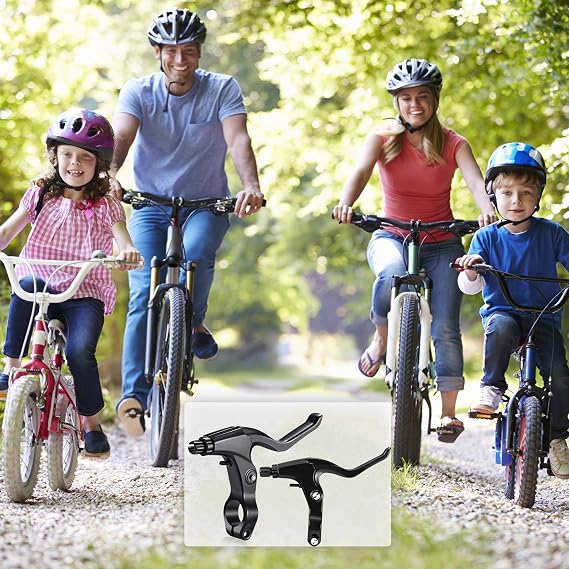 Boao 2 Pieces Mountain Bike Brake Aluminum Alloy Brake Handles with 3 Finger Design 2.2 cm Diameter and Bike Brake Cables Wires for Most Bicycles, Road Bikes