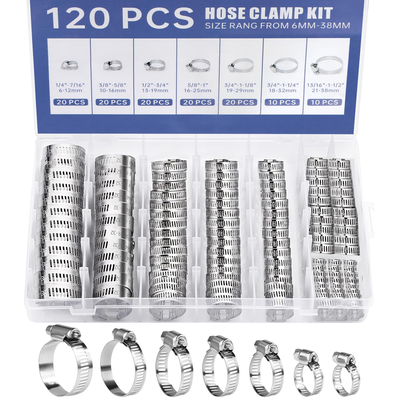 Eunice Stainless Steel Hose Clamps Assortment Kit, Hose Clamps With - View #9