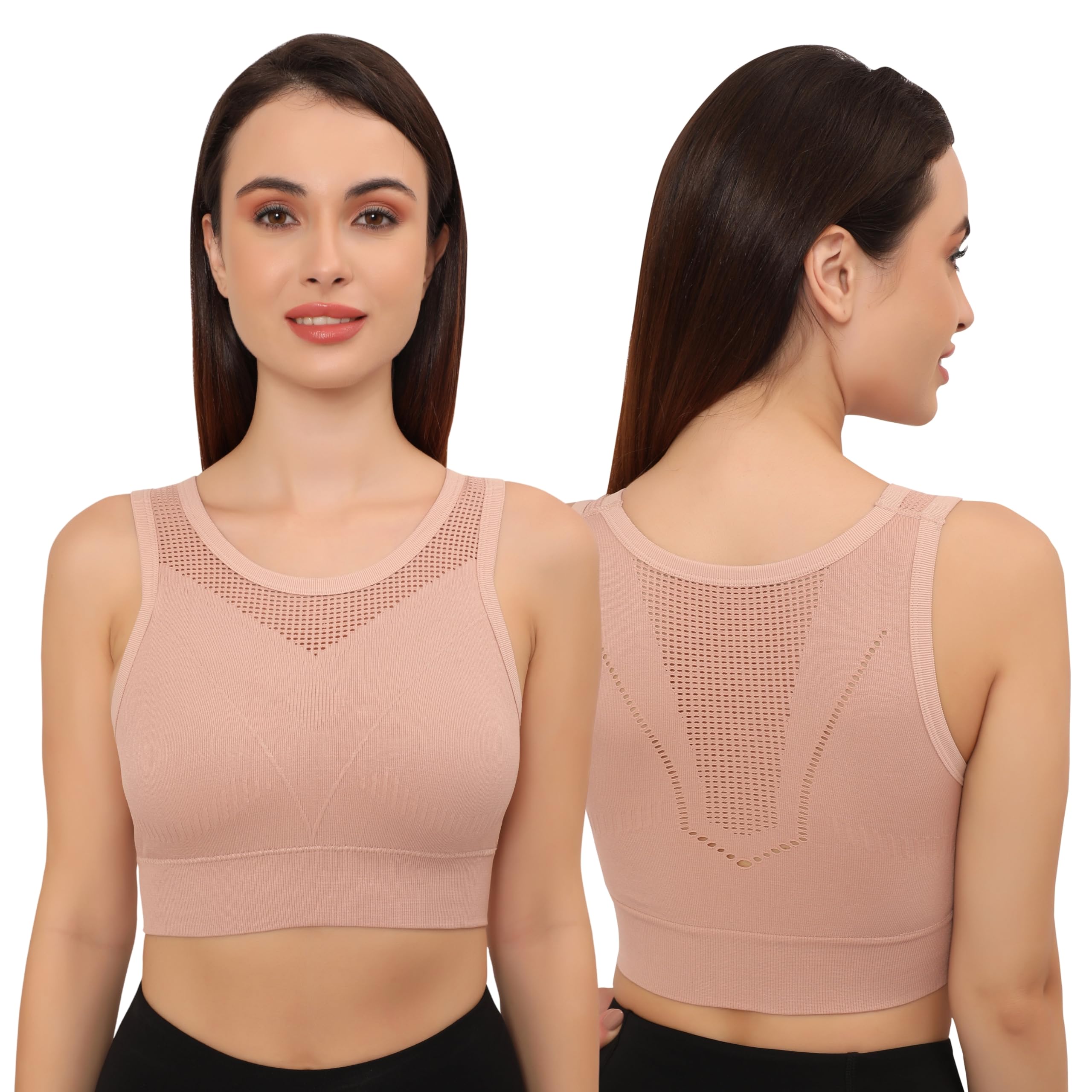 glamoras Women's Polyester Spandex Padded Wireless Sports Bra | Full Coverage, Seamless & High Support Sports Bra for Workout & Yoga | Size: S-XL-picture-27