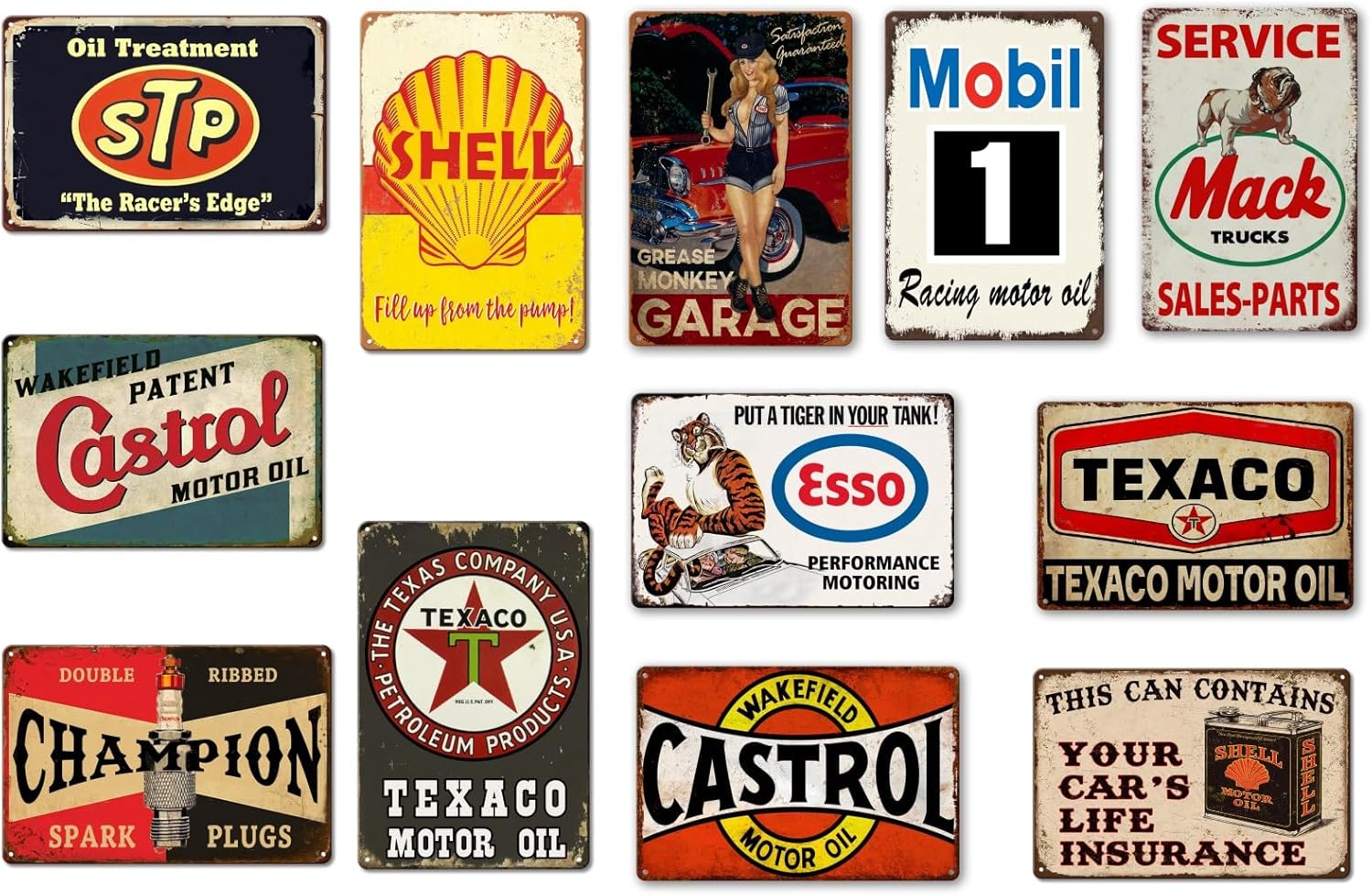 Letreros de metal vintage retro para garaje para hombres, decoración de pared, carteles de tienda de autos antiguos, carteles de estación de