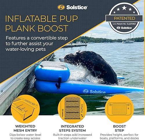 Miniatura 2 de SOLSTICE Tabla Flotante Hinchable para Perros, Rampa de Agua para Barcos y Muelles, Paso de Impulso, Capacidad de 220 lb - Plataforma Flotante para