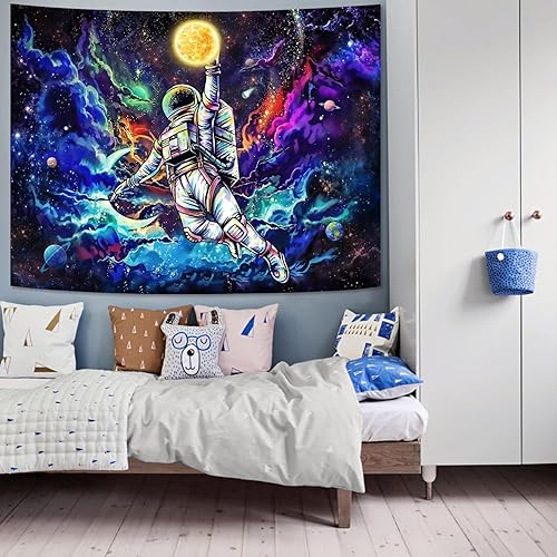 Miniatura 8 de kampdream Tapiz espacial de astronauta tapiz de fantasía de planeta galaxia para hombres niños y adolescentes decoración de dormitorio póster genial