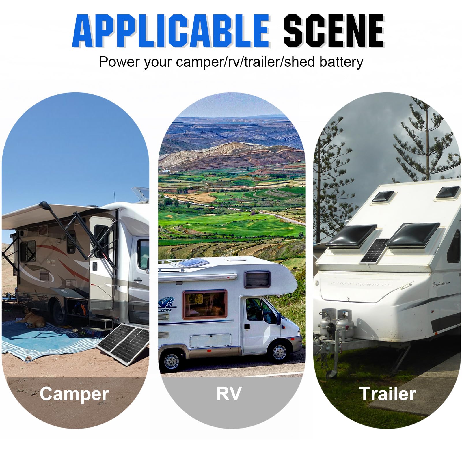 ECO-WORTHY Kit pannello solare 100 W 12 V per camper barca 12 V batteria: pannello solare monocristallino da 100 W + regolatore di carica solare da 30 A + cavo solare + morsetti di fissaggio Z