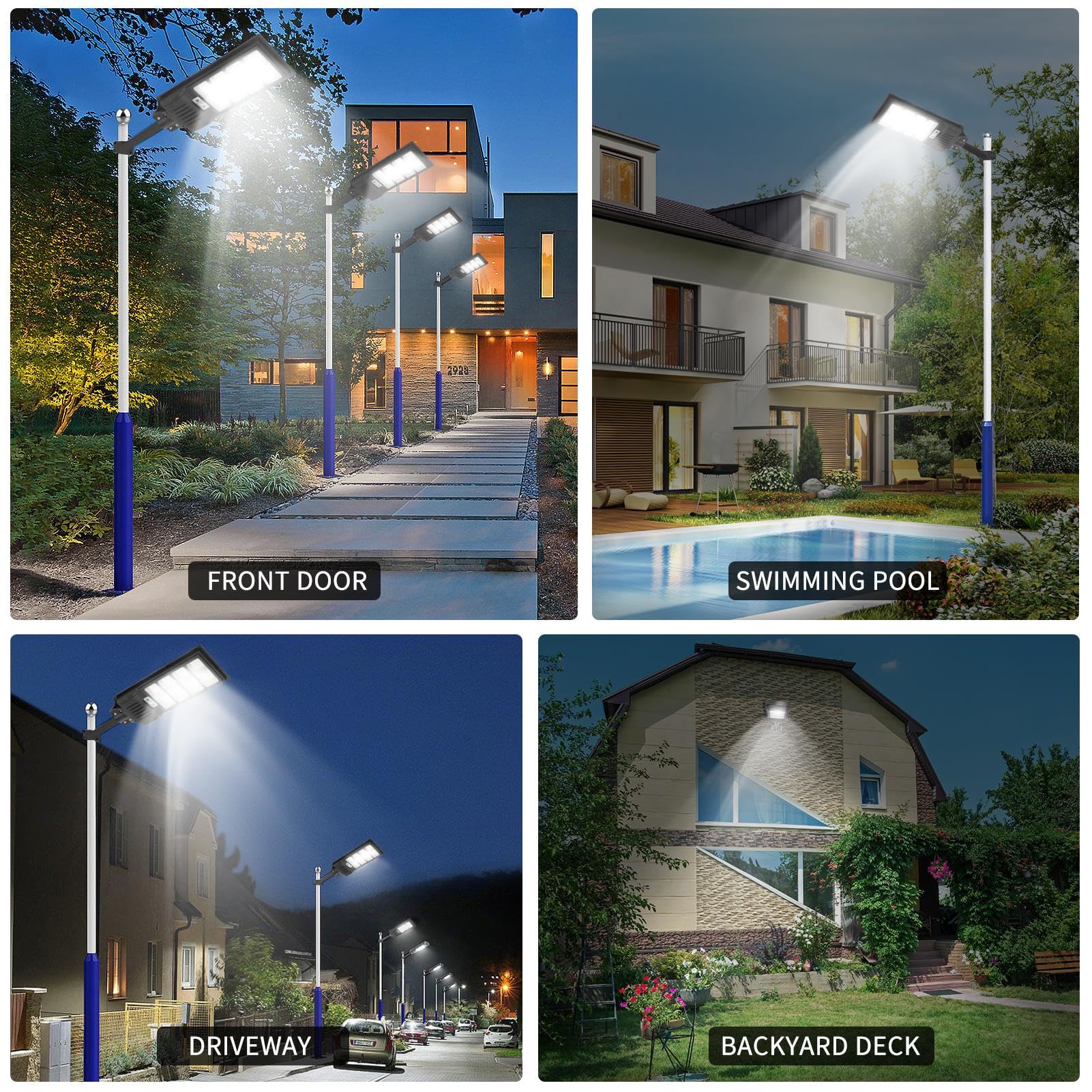papasbox 2 Stück 400W LED Solar Straßenlaterne mit Fernbedienung | Solarbetriebene 6500K Straßenlampe Wandleuchte mit Bewegungsmelder Sensor | Außen Wegeleuchte im Freien Straßenleuchte, ZB9900802