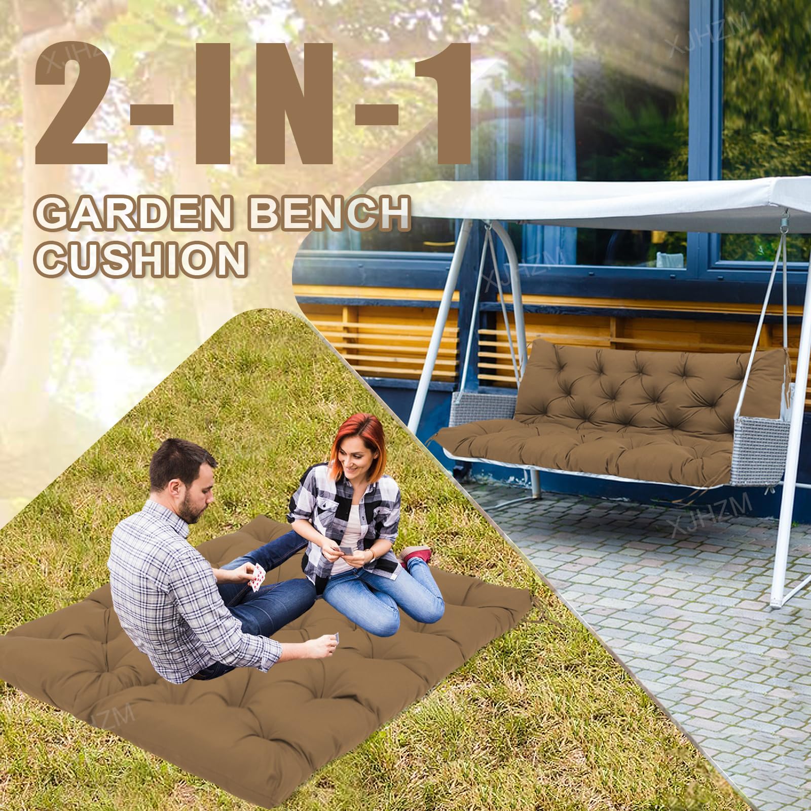 GPCHZM Cuscino per dondolo Hollywood, impermeabile, 150 cm, ispessito (12,5 cm), con schienale, per dondolo Hollywood, panca da giardino, terrazza, cortile, prato, veranda