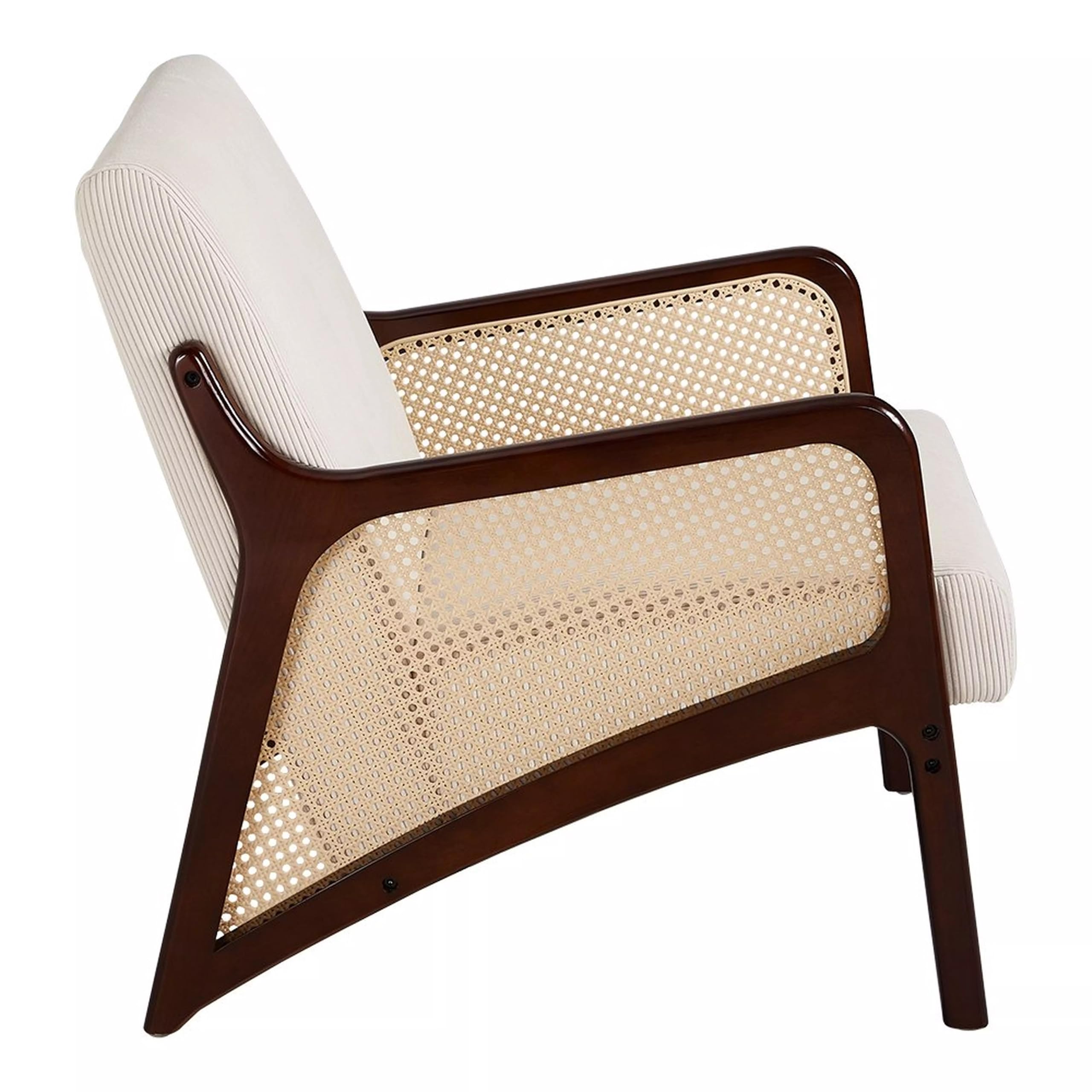 Rattan Teak Wood Accent Arm Chair |Ultra Soft and Comfortable for Stress Free | Lounge Chair for Living Room, Bedroom, Drawing Room, Reading Corner | Single Seater Sofa Chair (Beige)-image-18