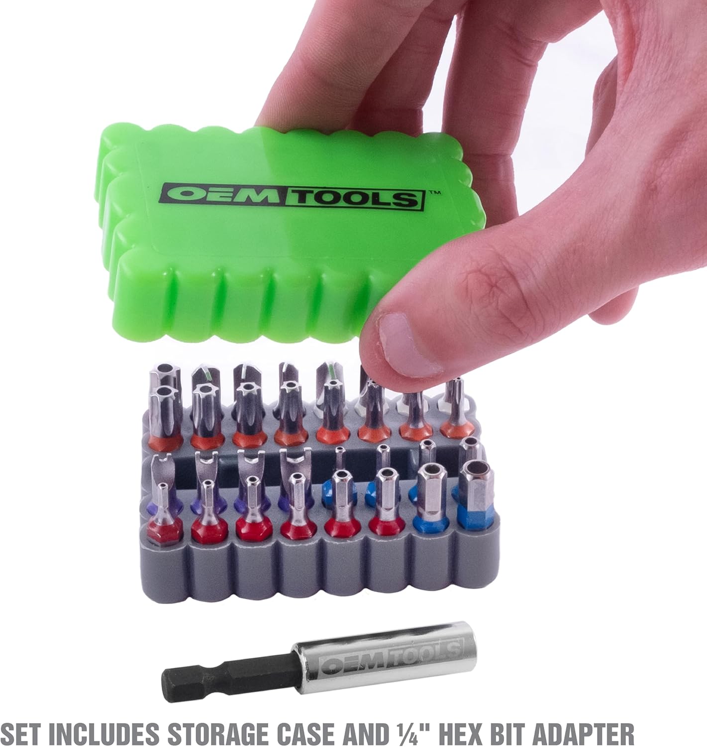 OEMTOOLS 25959 33 Piece Security Bit Set, Includes Spanner, Tri-Wing, Torq, Hex Security, and Tamper Proof Star Security Bits with 1/4 Inch Hex Bit Holder