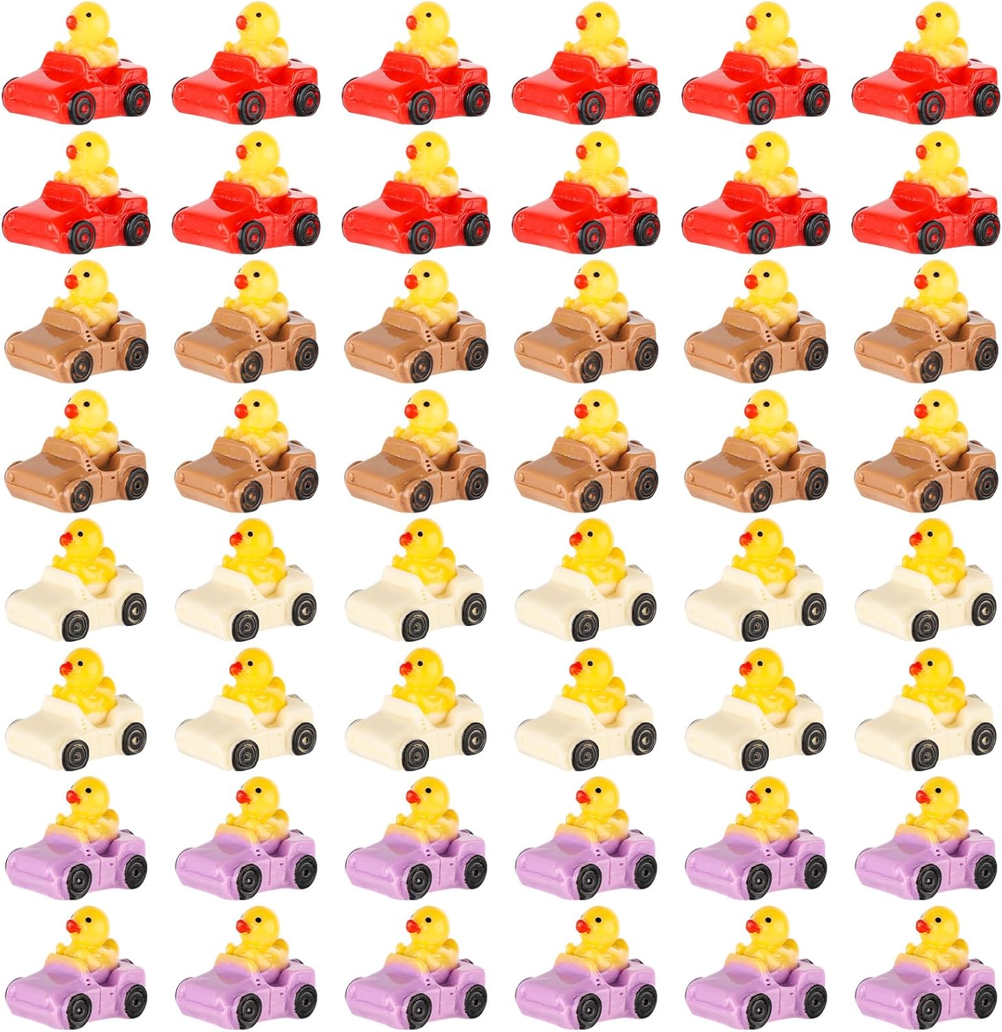 48pcs Micro Ducks, Multi-Colour Resin Miniature Duck Figures Funny Mini Resin Ducks Car Cute Little Ducks for Aquarium Dollhouse Home Office Decoration