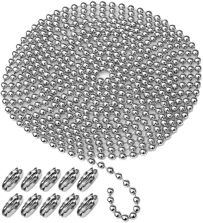 kuou 4.5mm Metal Beaded Roller Blind Chain Extension Cord, 9.8 Feet/3
