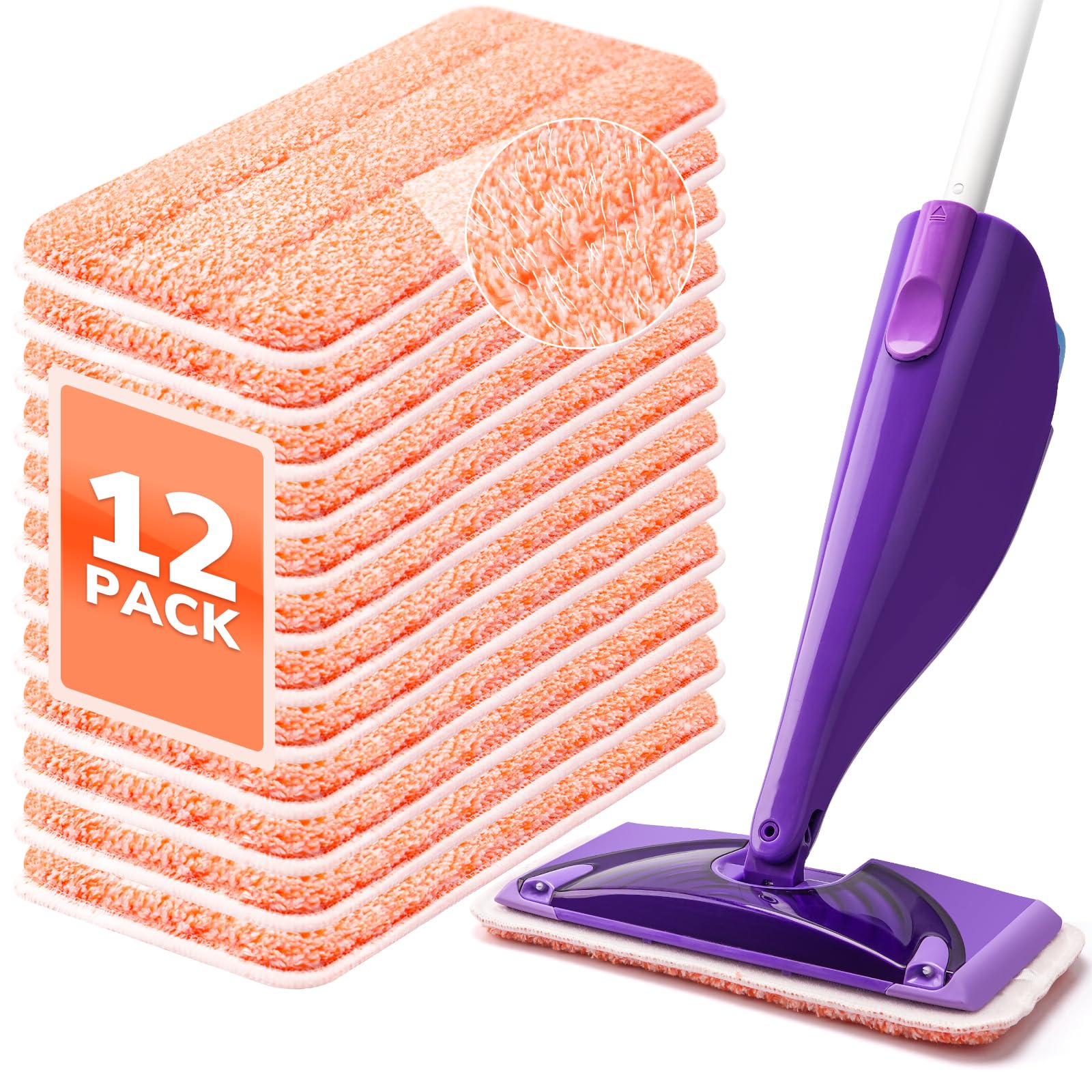Power Scrubbing Reusable Mop Pads for Swiffer Wet Jet Mops 12 Pack Wet Jet Refills Washable Microfiber Mop
