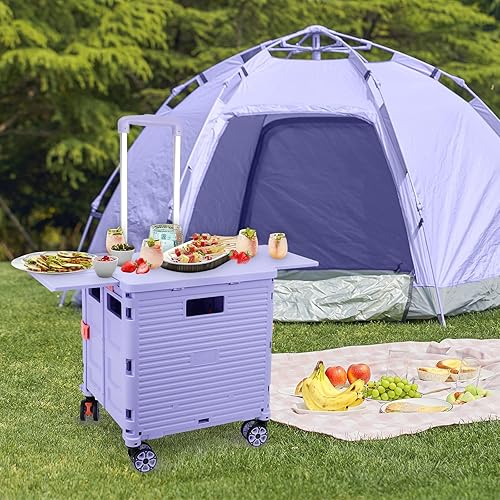 Miniatura 2 de Carrito plegable portátil plegable con tapa magnética extendida, ruedas giratorias de 360, capacidad de carga de 176 libras, carrito de carrito