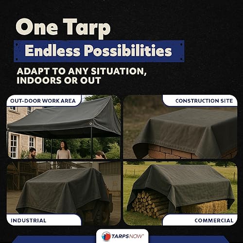 Miniatura 7 de TarpsNow Lona ignífuga de 8 x 10 pies  Lona resistente de 18 milésimas de pulgada de pulgada de grosor  Resistente al fuego y al desgarro con ojales