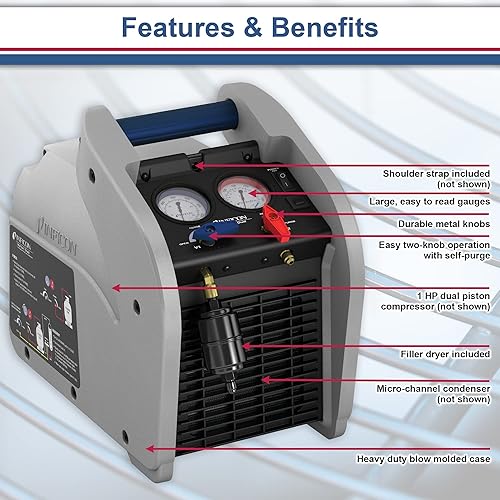 Miniatura 2 de Inficon 714-202-G1 - Máquina de recuperación dual de refrigerante Vortex, 1 HP, 120V