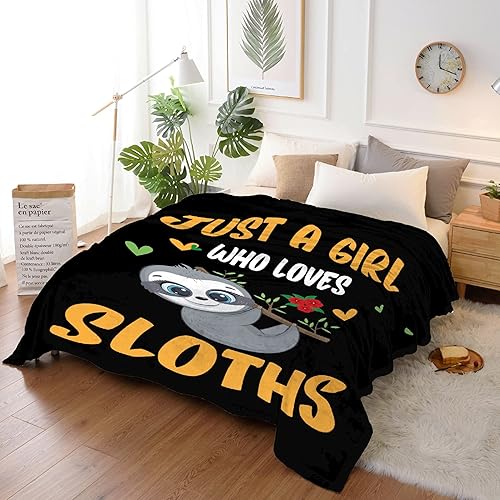 Miniatura 2 de Manta Girl Loves Sloths Mantas Suaves y Mantas de Franela Acogedora Liviana Colcha Regalo Perfecto para Cama Sofá Sillón-40 x 30 Extra Pequeña para