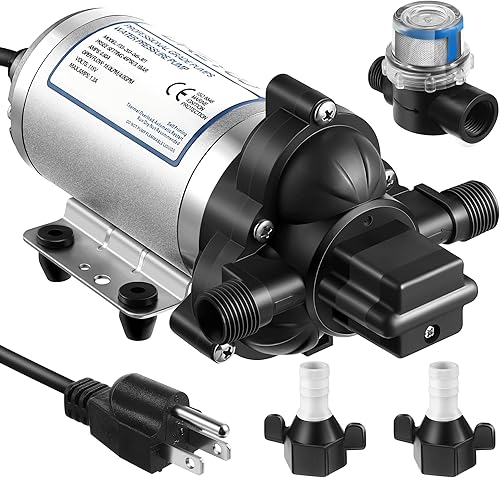 Dreyoo Bomba de presión de agua de 115 V, bomba autocebante, bomba de agua para caravana, yate marino, jardín (115 V, 4 GPM, 45 PSI)
