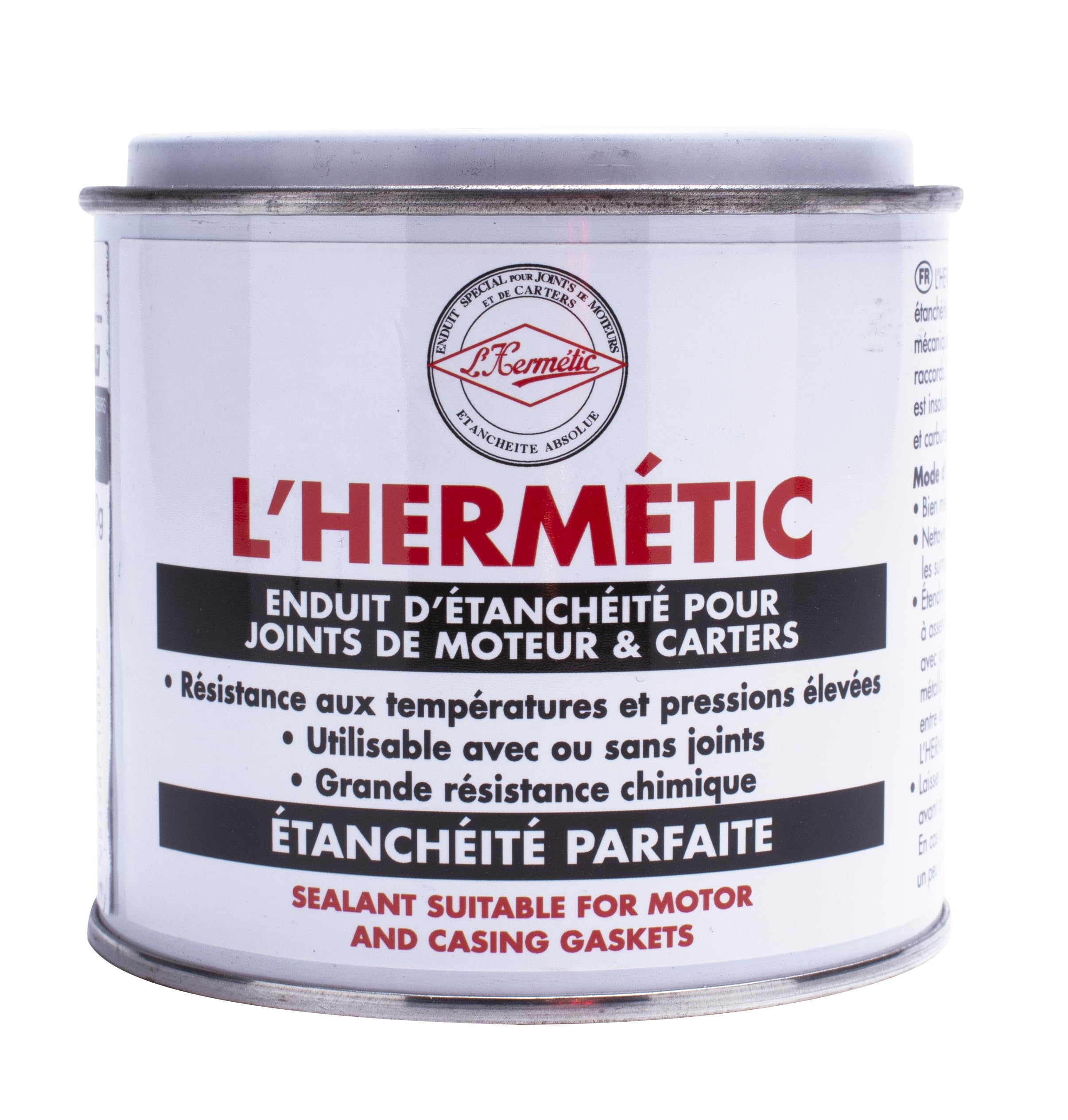 L'HERMETIC Enduit d'étanchéité pour joints de moteur et carters. Résistance aux températures et pressions élevées - Pot 400 g