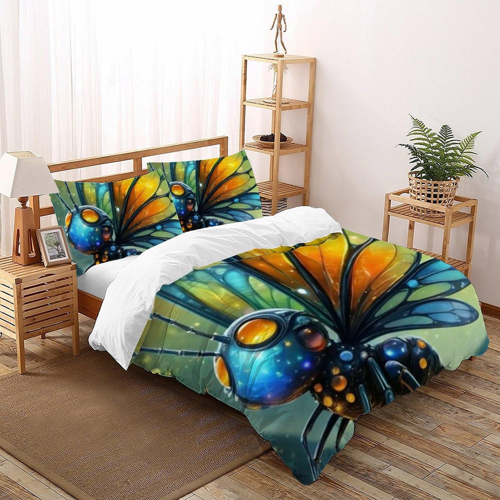 Housse de couette 260x220 papillons pour lit king size sans plis