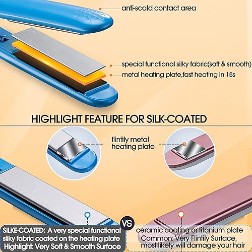 Miniatura 6 de SEHORTREE Plancha de pelo de seda 2021 profesional, antiestática, sin daños, herramienta caliente, plancha plana para cabello, azul