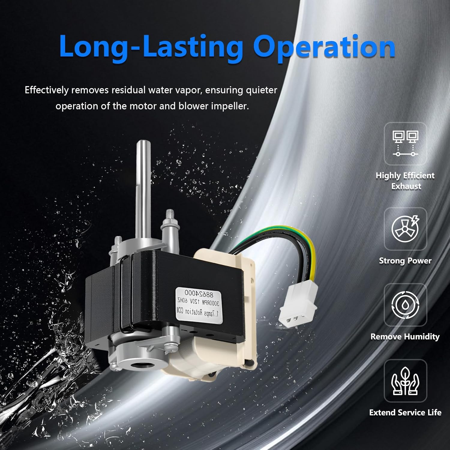 88624000 Bathroom Fan Motor High Performance Quiet Efficient Replacement Motor Compatible with LS100SE LS80SE LS50SE J238-100-10074