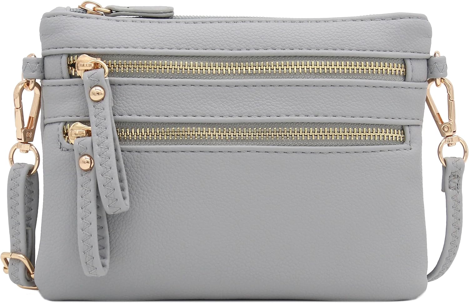 FashionPuzzle Multi Zipper Pocket Small Wristlet Crossbody Bag