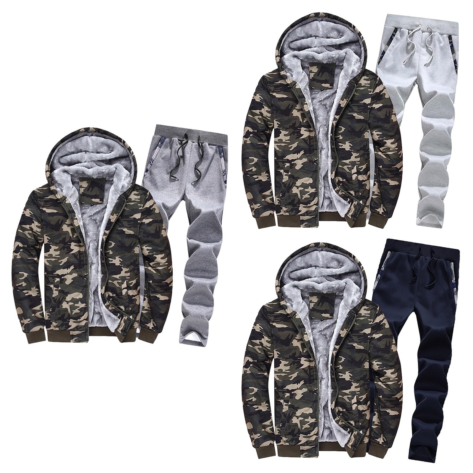 Tuta da allenamento da uomo in cotone, tinta unita, con cappuccio, con chiusura lampo, in cotone, casual, casual, per lo sport, per la transizione