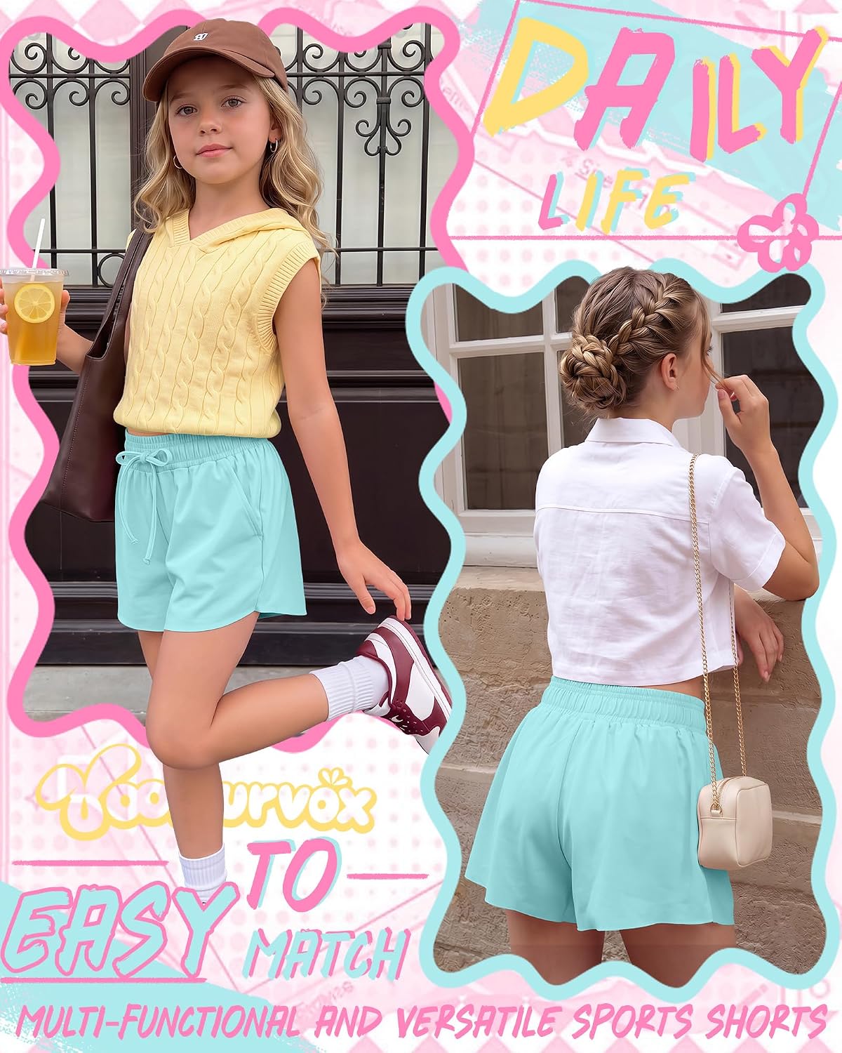 Girls Butterfly 2 in 1 Sports Shorts