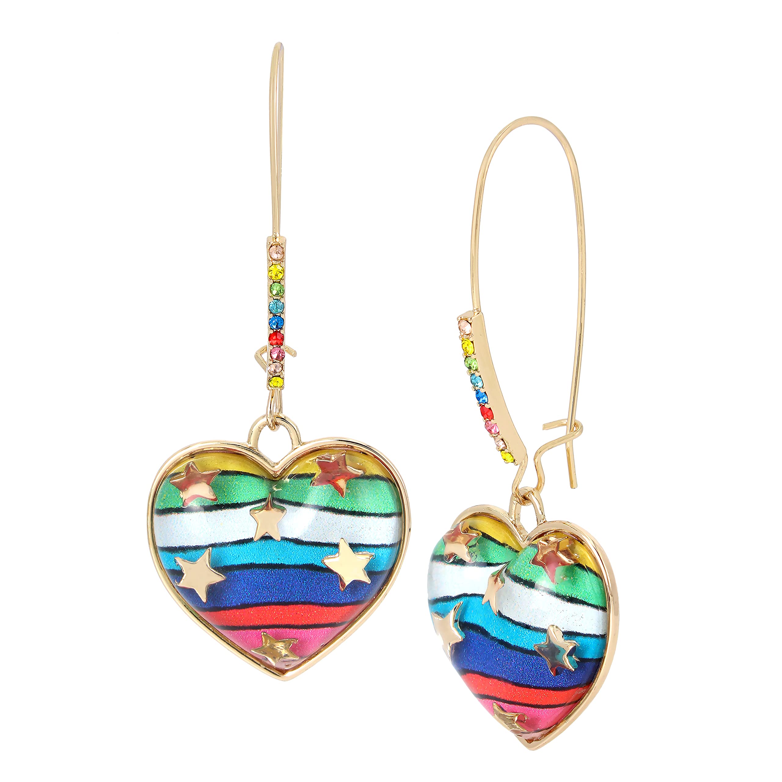 Betsey JohnsonRainbow Heart Dangle Earrings