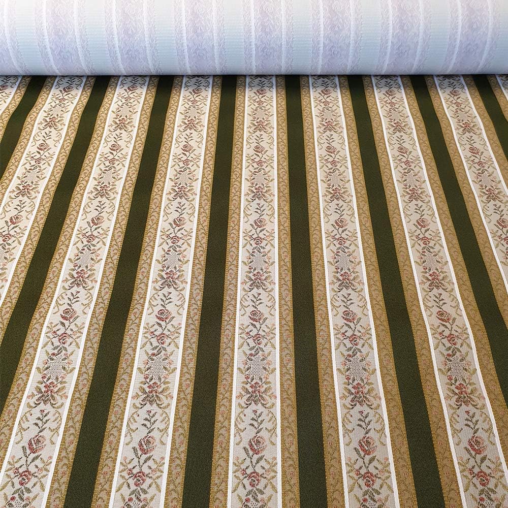 Green Regency Stripe Fabric, Material, for re-covering/re-upholstering dining chair seats, English Style, Beautiful Quality