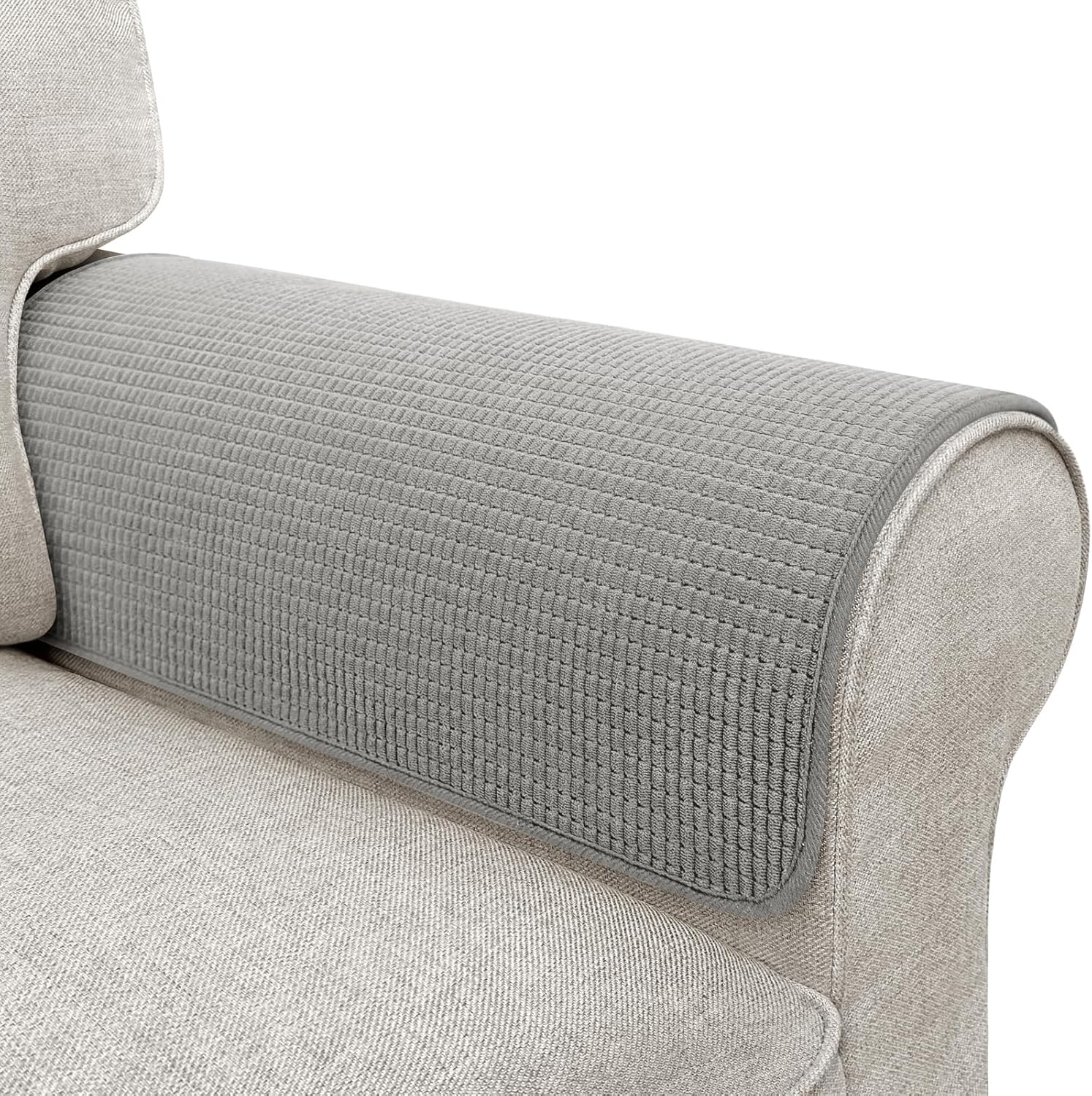 Couch Arm Covers, Sofa Arm Covers, Waterproof Armrest Cover for Sofa, Armchair, Loveseat, Non-Slip Recliner Arm Cover, Sofas Headrest Cover, Arm Chair Covers Set of 2 (Taupe, 26"×26")