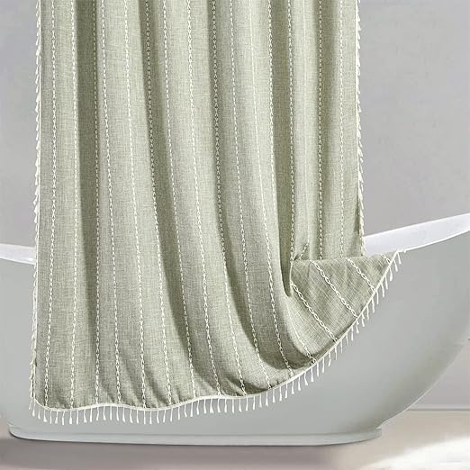 Amazon.com: RoomTalks Sage Green Modern Farmhouse Shower Curtain with ...